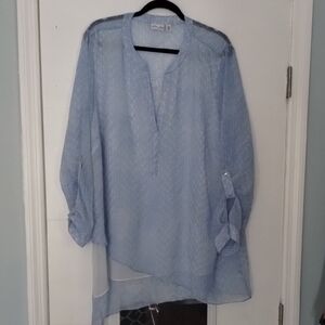 Light Blue Sheer Women's Top